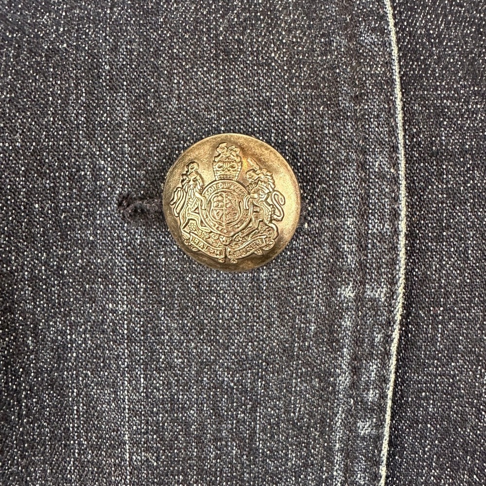 Ralph Lauren Denim Car Coat SZ10 Indigo Blue silver Crest Buttons Military Style - Picture 7 of 16